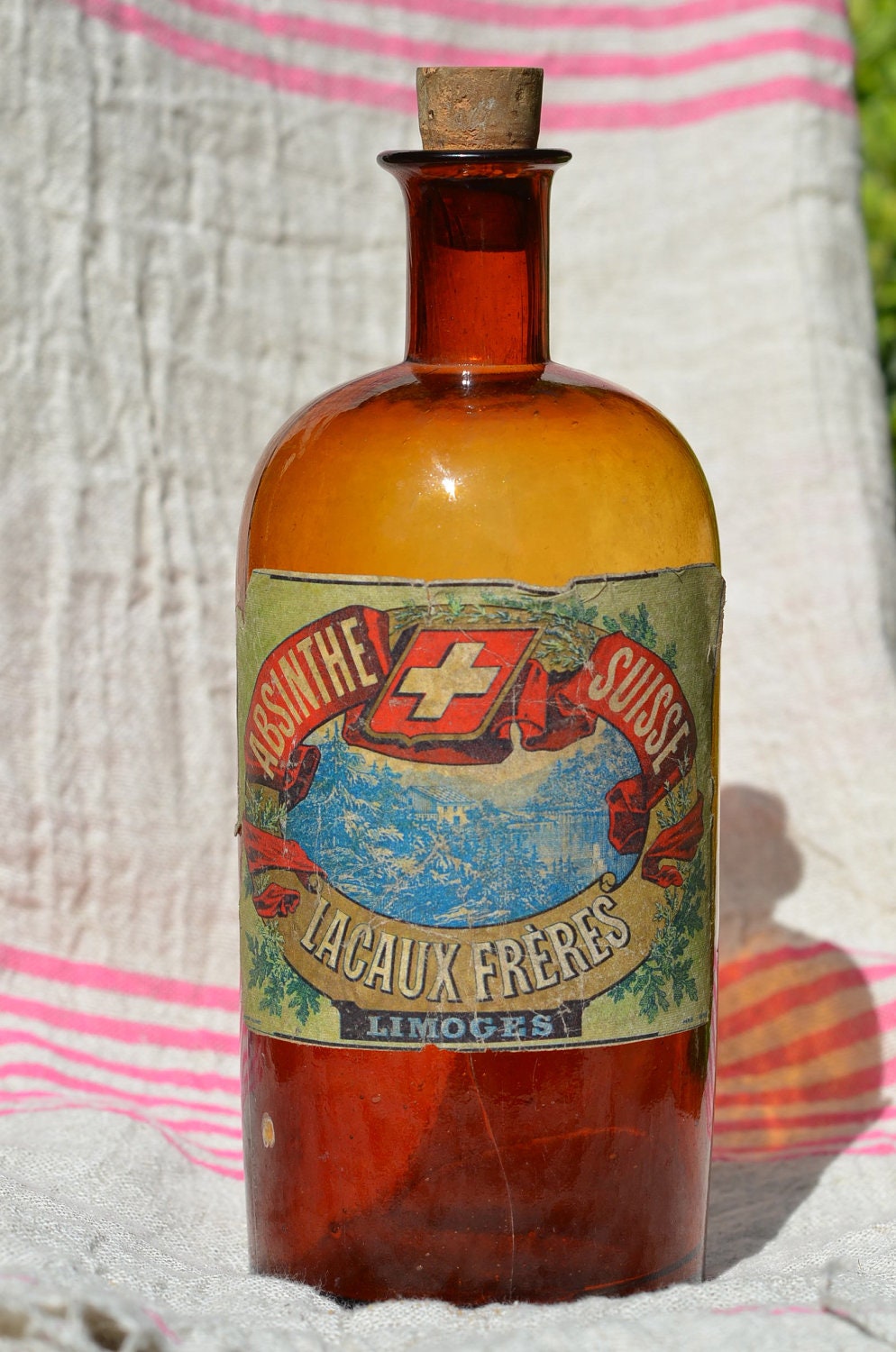 Vintage French Apothecary Jar with original label