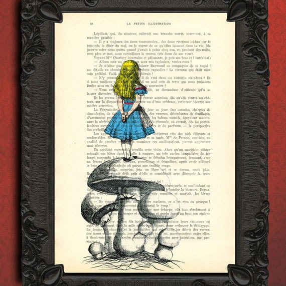 vintage dictionary art print ALICE IN WONDERLAND print on vintage dictionary page