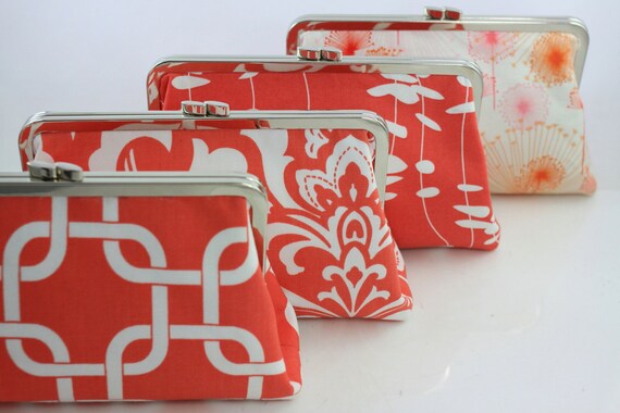 Bridesmaid Clutch Set / Coral Wedding Clutches / by FAbridal
