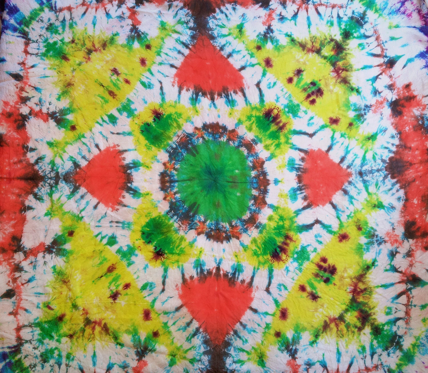 Rainbow Mandala Tie Dye Habotai Silk Scarf 44"x44"