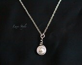 Contemporary Necklace with Pendant Sterling Silver Pearl Wire Wrapped Coiled Handmade Metal Work Jewelry Luxe Style