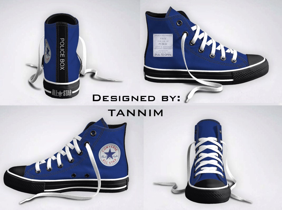 The ORIGINAL Custom Police Box Converse Chucks