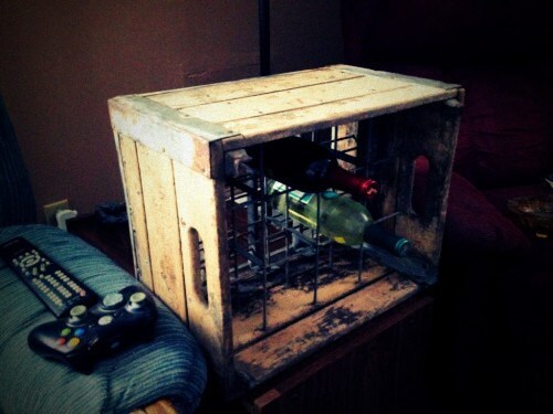 Vintage Wooden Milk Crate and Wine Rack