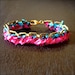 Pink & blue silk and chain link bracelet - Gold tone chain and Woven/Braided silk - Delta Gamma Sorority colors