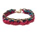 Pink & blue silk and chain link bracelet - Gold tone chain and Woven/Braided silk - Delta Gamma Sorority colors