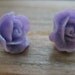 Purple Rose Earrings, Titanium Posts, Hypoallergenic, Glitter