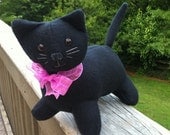 ON SALE Fleece Black Cat Plushie - MauveMoose