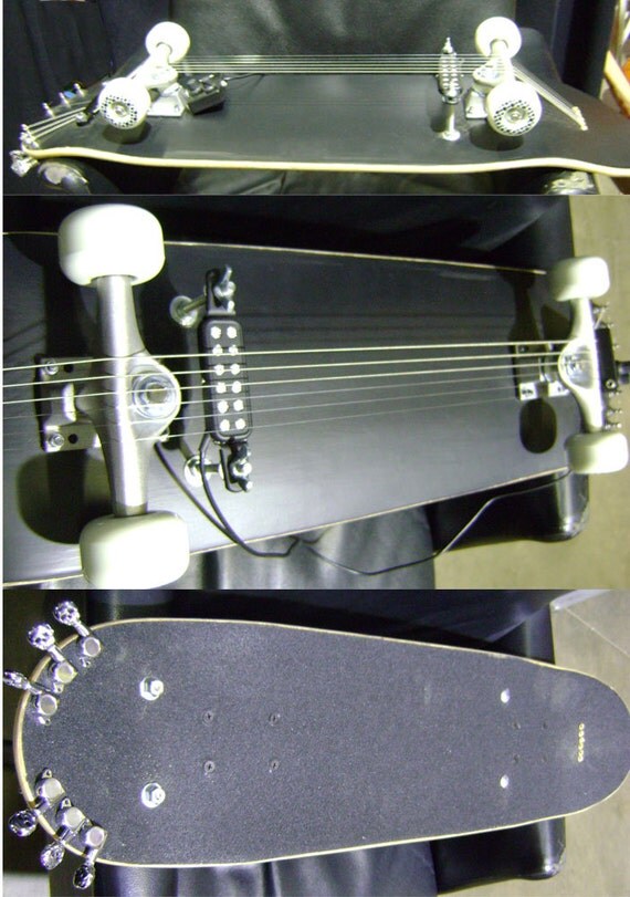 Skateboard slide guitar.