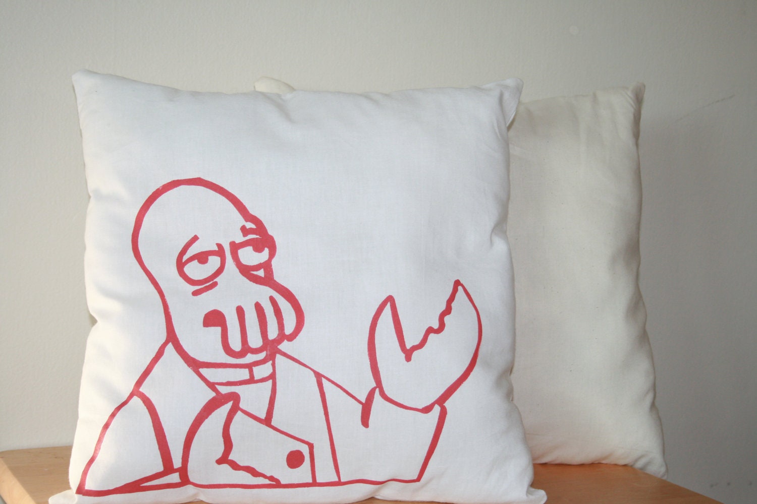 Hand Printed Throw Pillow - Zoidberg
