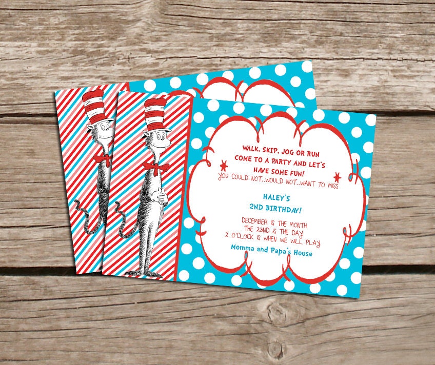 Printable Dr. Seuss Invitation - Printable Cat in the Hat Invitation - Dr. Seuss Baby Shower - Dr. Seuss Birthday Party - Printable Invites
