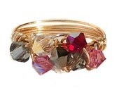 Gold Ring Wire Wrapped With Swarovski Crystals