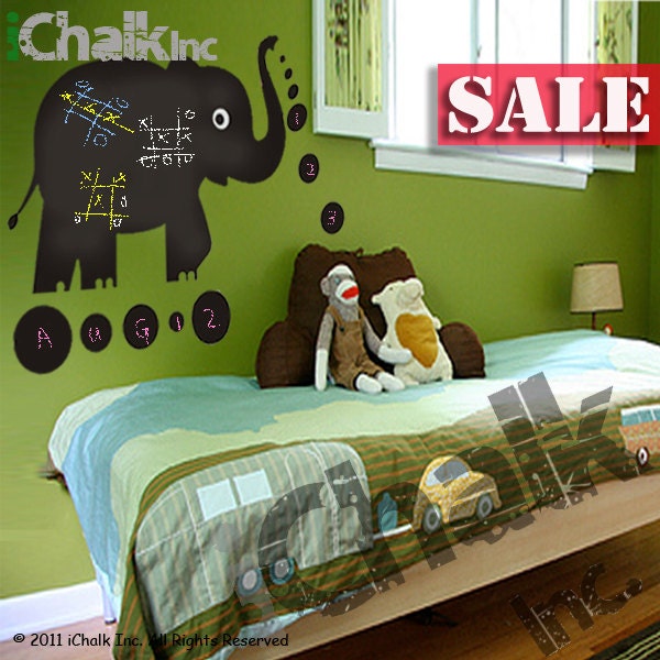 30% off - Elephant Chalkboard Sticker Wall Decal for Home or Office - Blackboard Planner Vinyl Wall Decal Sticker