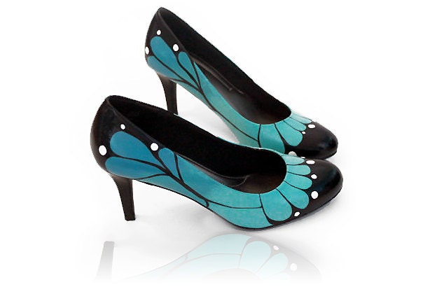 Blue Monarch Butterfly Heels
