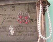 Jewelry Holder-Rustic Frame-Printed Linen Material with Rosettes-10"x20"