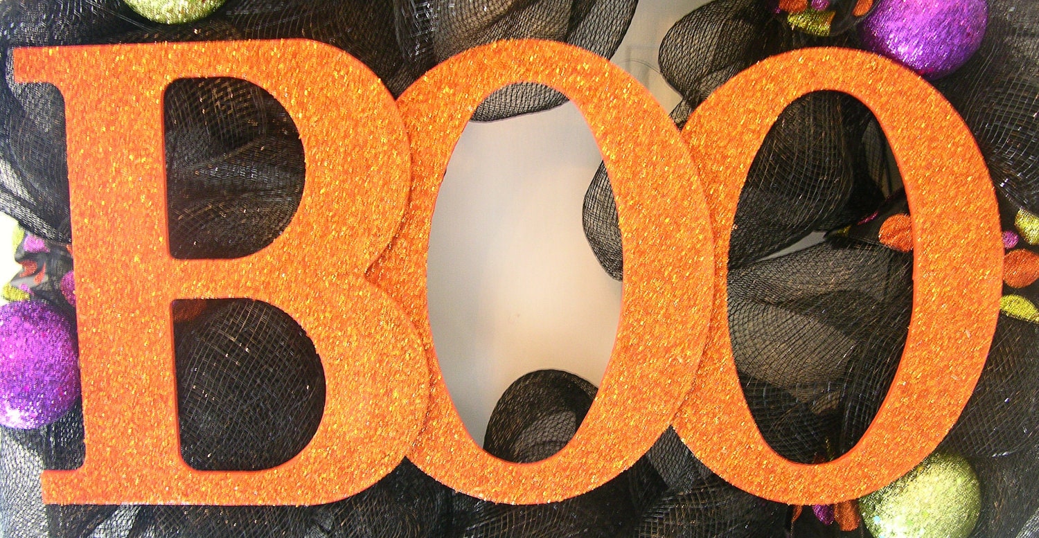 Decomesh Halloween Wreath- Glittery, Glittery Boo