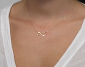 Gold Filled Petite Infinity Necklace 14k Gold Filled Delicate Dainty Jewelry Celebrity Inspired Everyday Necklace, FREE SHIPPING