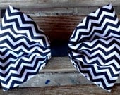 Black and White Striped Zig Zag Bow