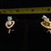 Vintage Pink & Blue Enamel Rose and Gold Tone, Clear Rhinestone Screw Back Earrings (MM1626)