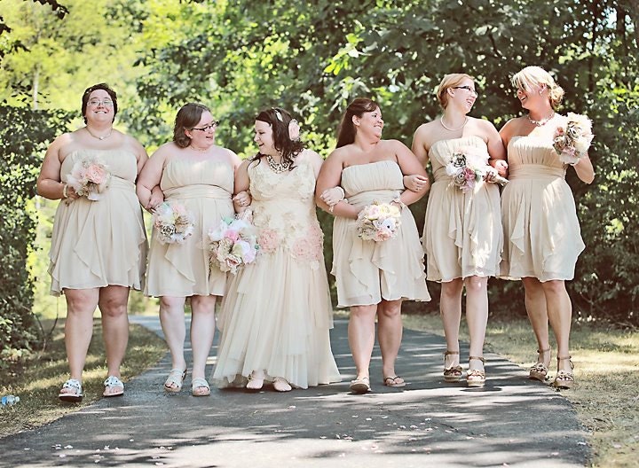 Whimsical Forever Bouquet - Eco, Recycled, Ivory, Pink, Champagne, Burlap, Unique