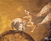ORIGINAL Acrylic Animal Painting on Canvas Board 8"x10" Nature Mouse and Owl Prey/Predator