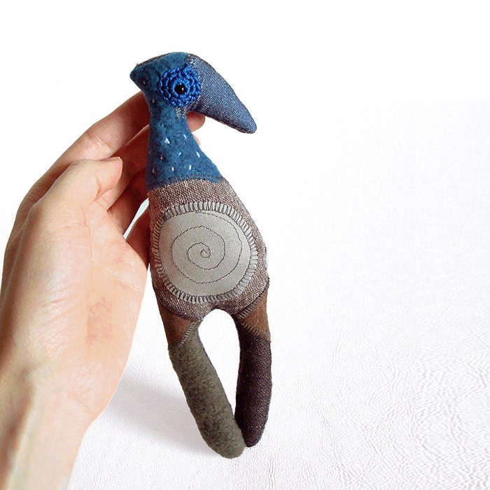 Soft Sculpture Art Doll Bird Spirit Creature Turquoise VEDA the Dream Keeper
