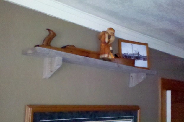 Rustic 46" Grey Stained Shelf made with Reclaimed Barn Wood