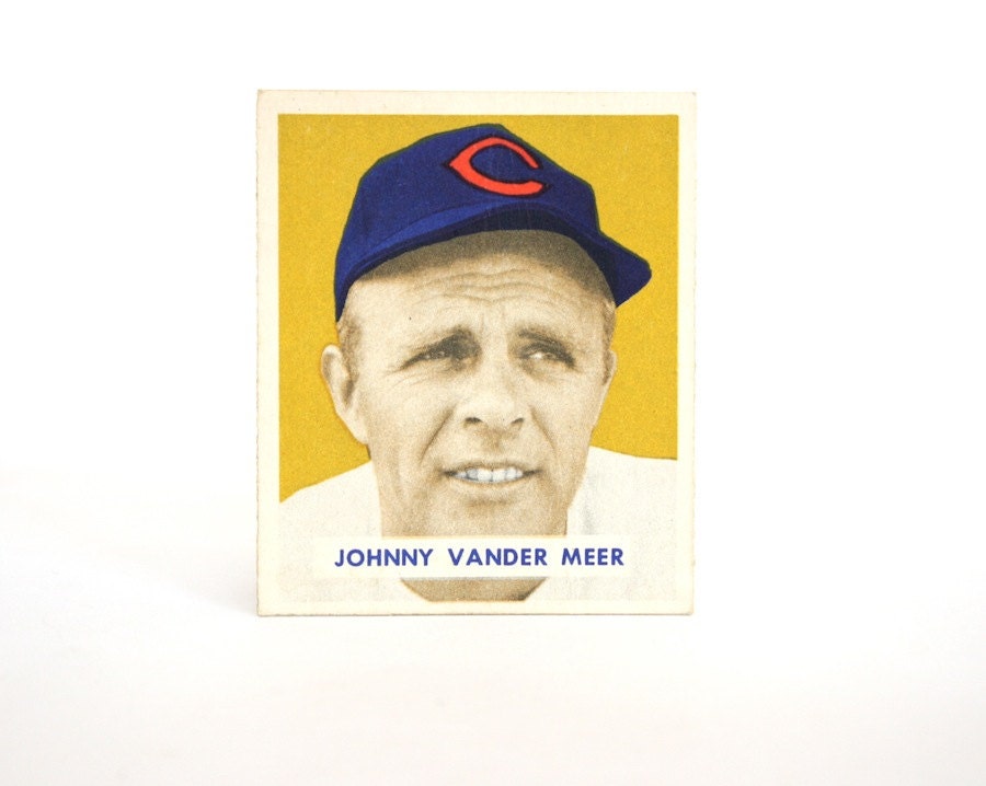 Johnny Vander Meer Baseball Card Trading Card Cincinnati Reds Pitcher Bowman Gum No. 128 1949 Sports Collectible Gift