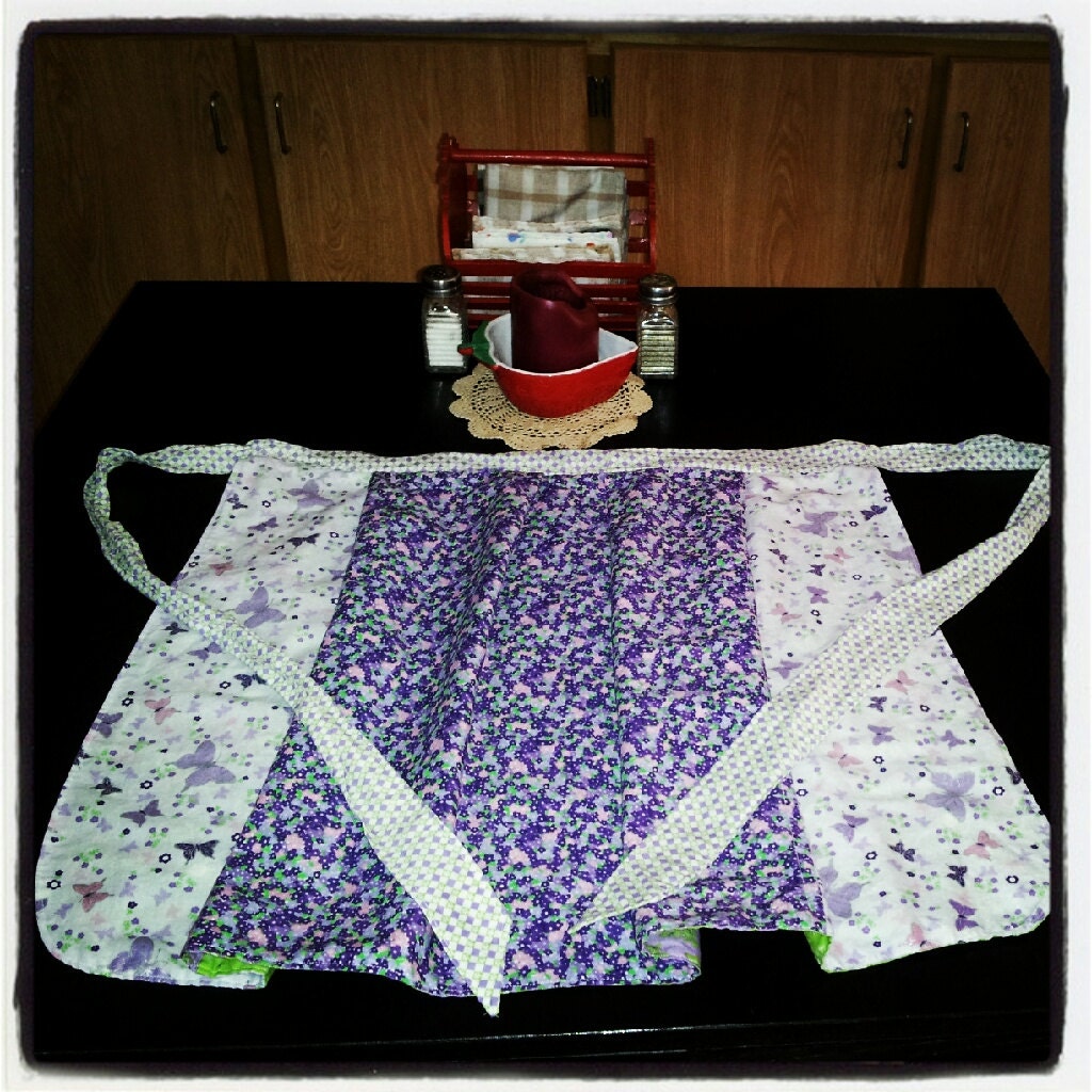 Purple, and green, butterfly themed reversible Rebecca Apron