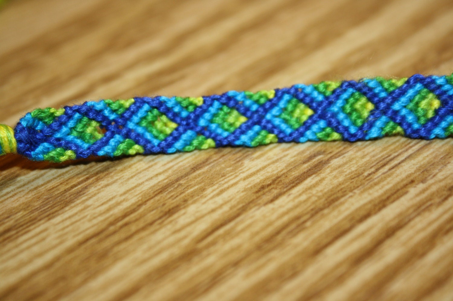 Handmade 10-string friendship diamond knit bracelet.