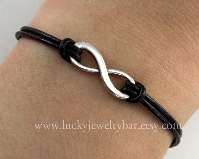 infinity bracelet,  real leather bracelet -SALE