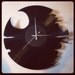 Recycled Vinyl Death Star Wall Clock Handmade and Hand-cut