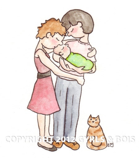 Moms (A High Quality Giclee Print) - Celebrating Gay and Lesbian parents and their families.