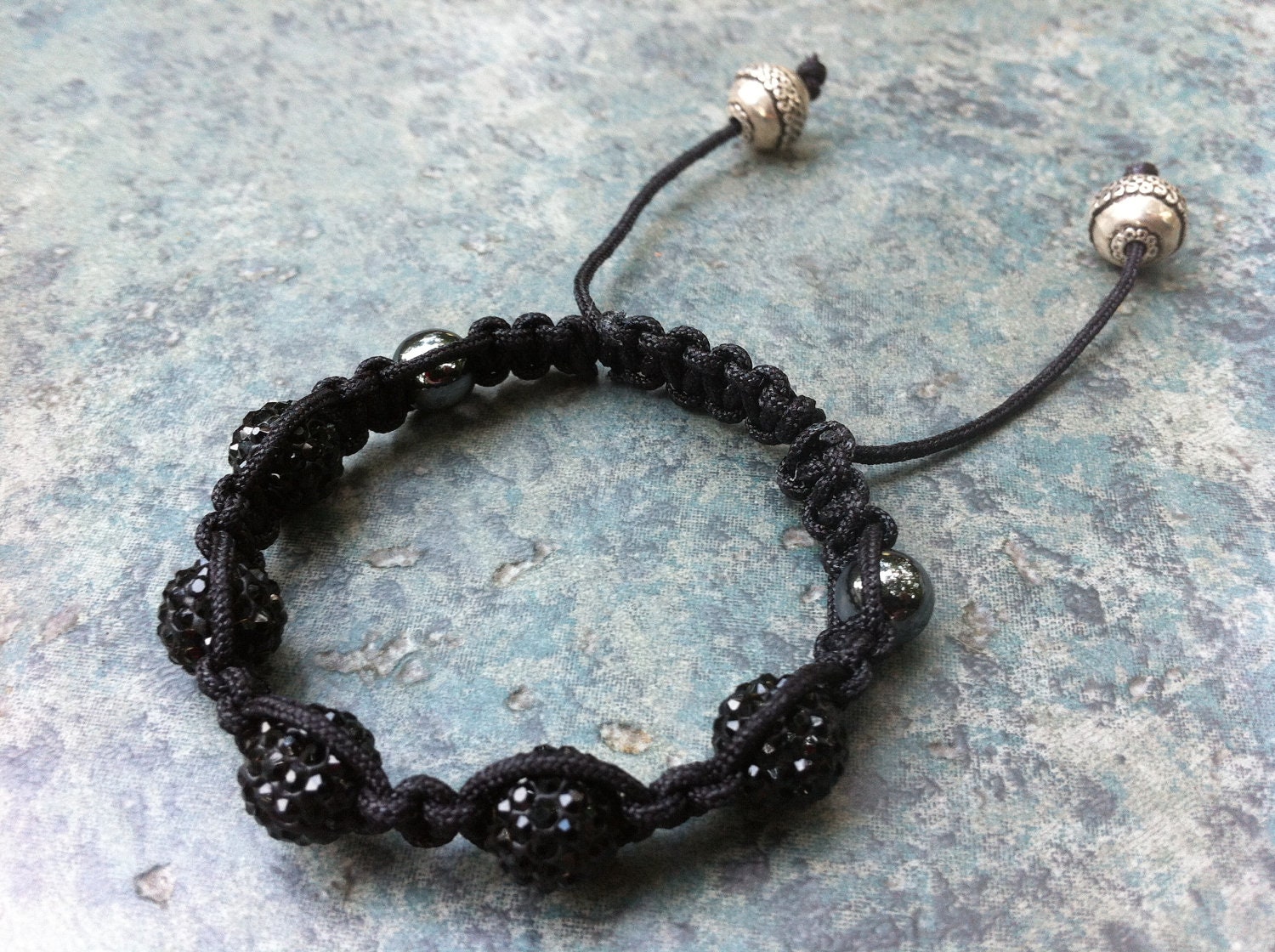 Black Crystal Shamballa Bracelet