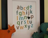 Nursery Art Print. ABC I Love You. 8x10 alphabet wall art print