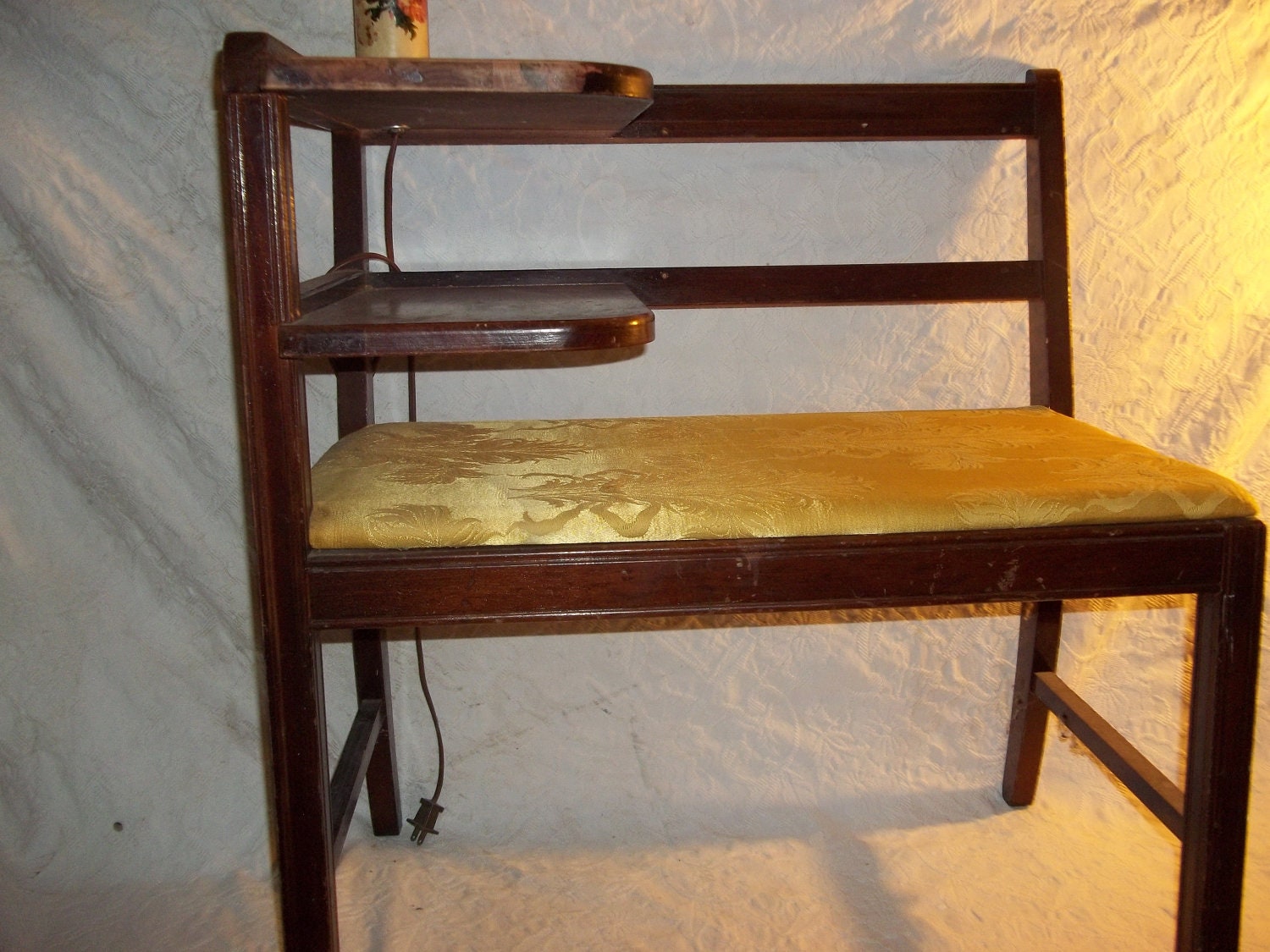 Vintage Gossip Telephone Chair with attatched lamp. by Cherylfound