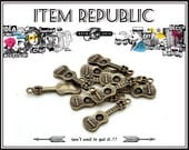 10Pcs UKULELE Charm Pendants Plated Pewter in antique Brass tone.