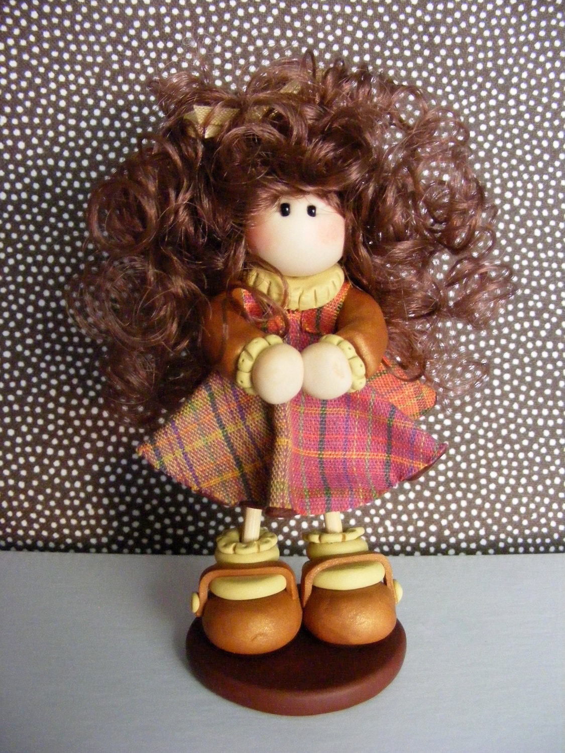 Clay figurine  "Happy Fall Y'all" doll - NeldasScrapRoom
