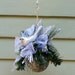Christmas tree ornament, silver glittered BIRD, SILVER bugle beaded ornament, iridescent baubles,and holiday greens