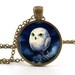 Owl Pendant Necklace - Owl Jewelry - Antique Style Bronze Baby White Owl Bird Art - Picture Pendant - Gift Bag Included