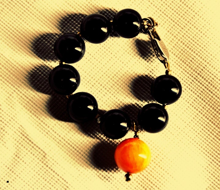 Black and Orange 12inch gem stoned Bracelet for babies - TheDEEPLagoon