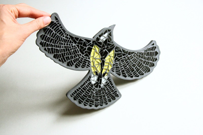 Garden Decor - Tomtit - Black and yellow bird - Mosaic wall decor