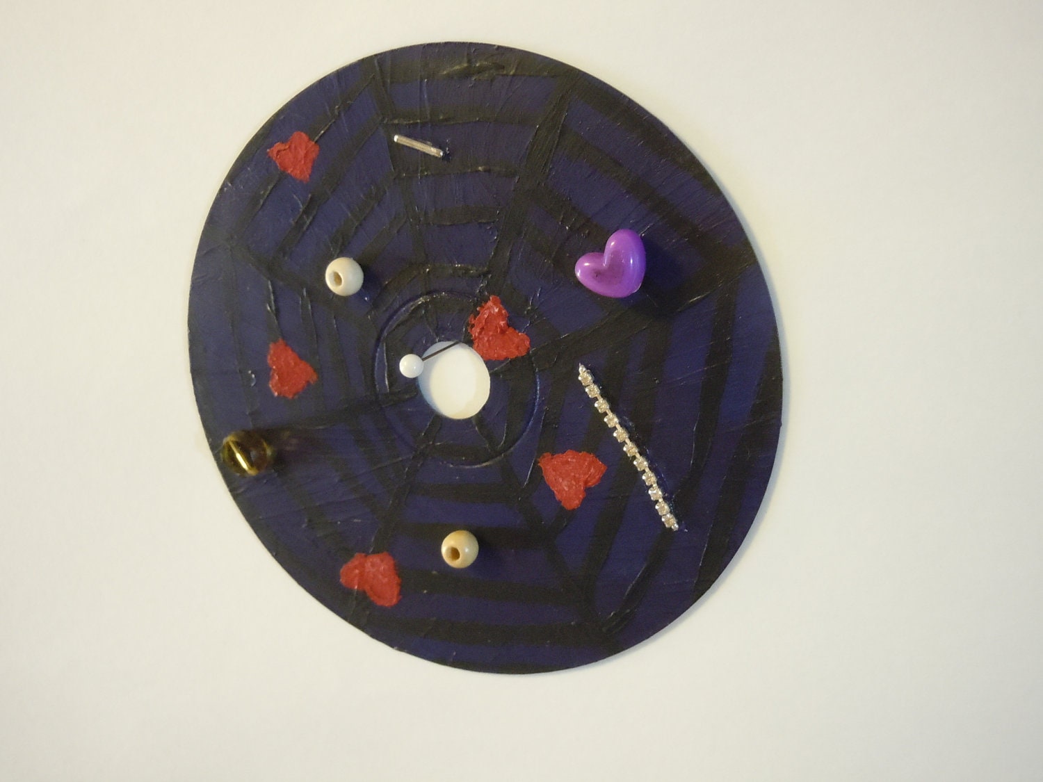 Spider's-Web CD Wall Hanging - Recycled Upcycled Housewares - Handmade Painted Home Decor - Interior Decoration - Spring Items