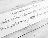 Wedding Quilt guest book sign "Please write your wishes of wisdom or love...Thank you for being a PIECE of our special day"