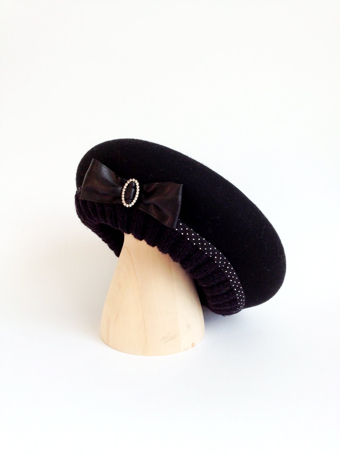 French black beret for woman, Black winter hat woman