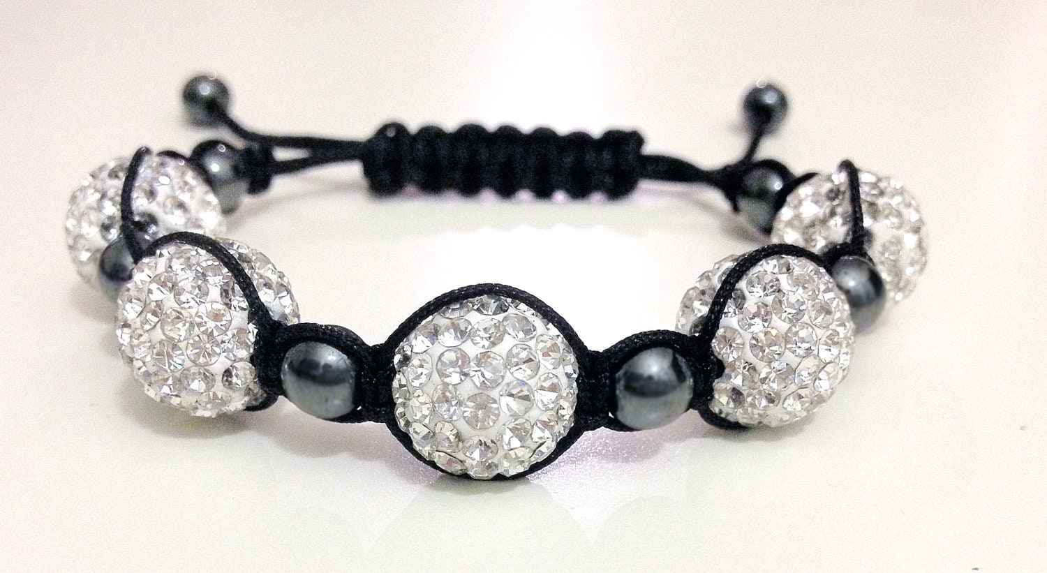 White Shamballa Bracelet W/ Hematite - RoK by B&D