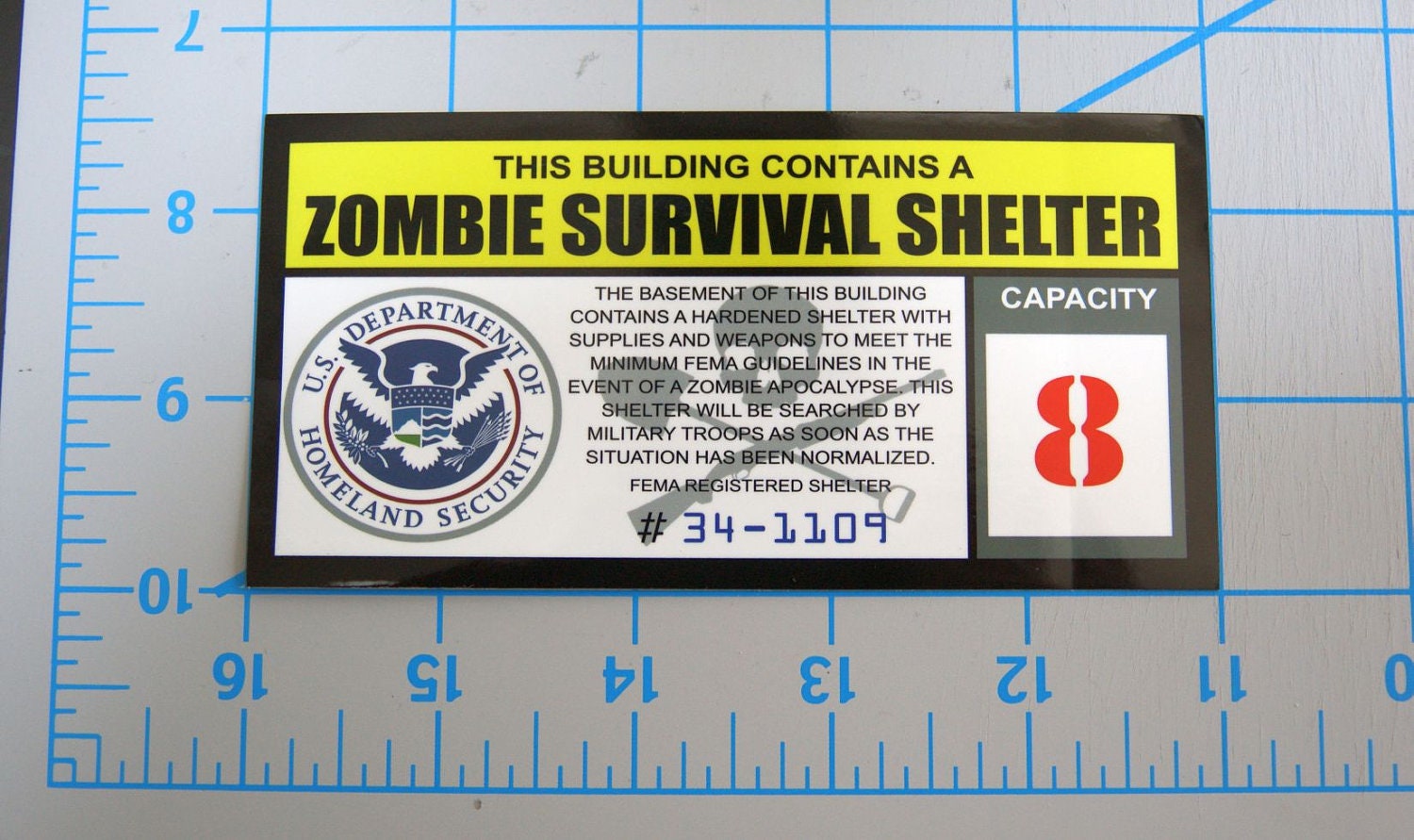 Zombie Survival Shelter Vinyl Decal