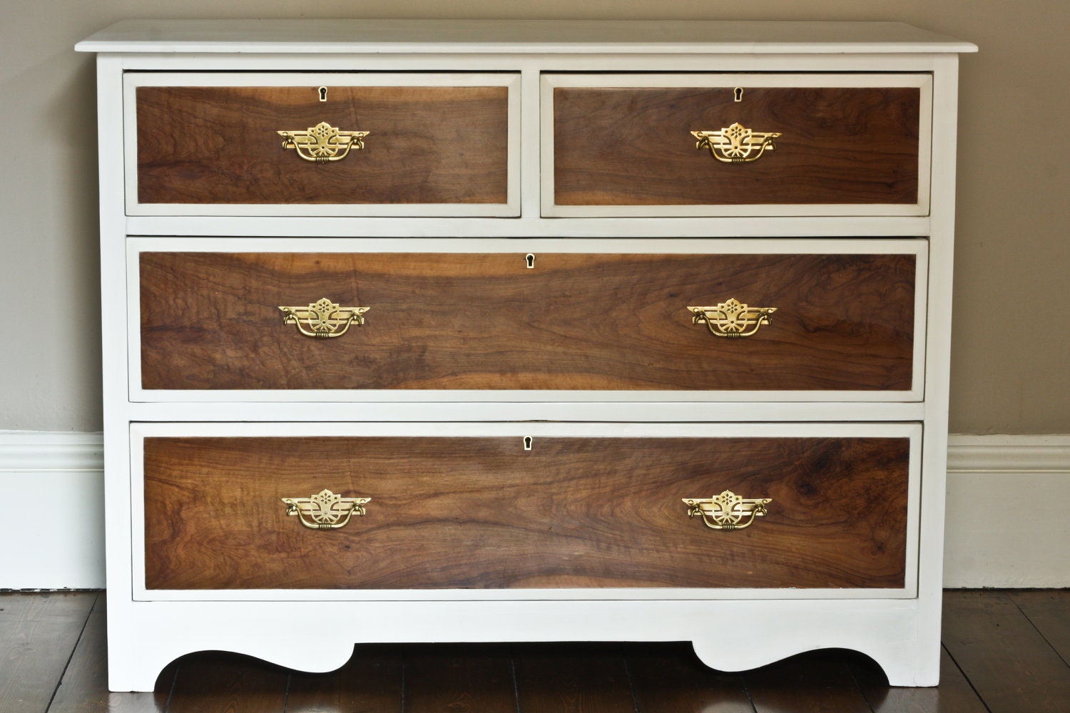 Refinished Edwardian Satin Walnut Chest of Drawers