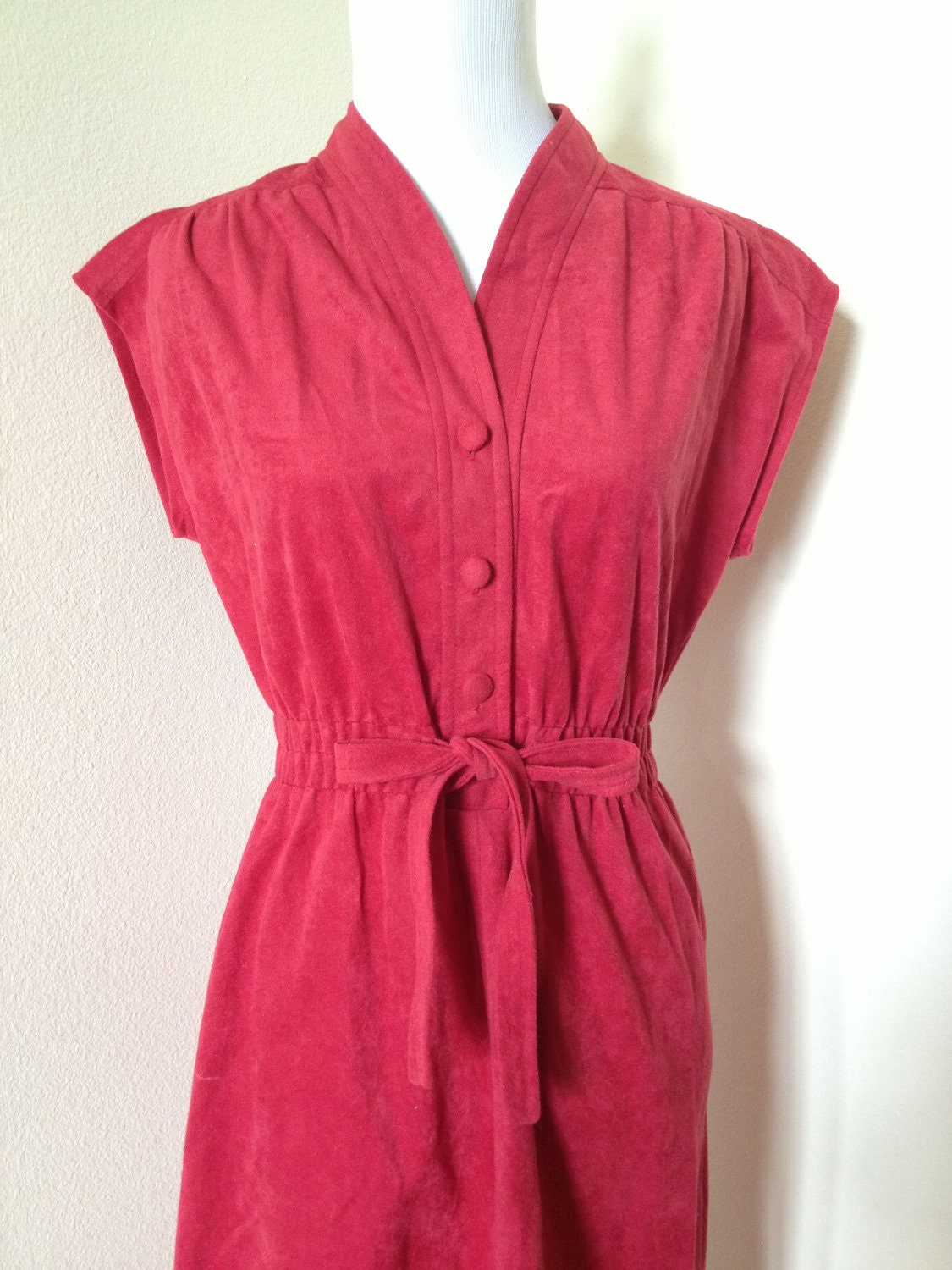 25% sale: Red 70s tie waist dress sz S