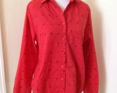 25% sale: Red and black button down shirt sz S-M