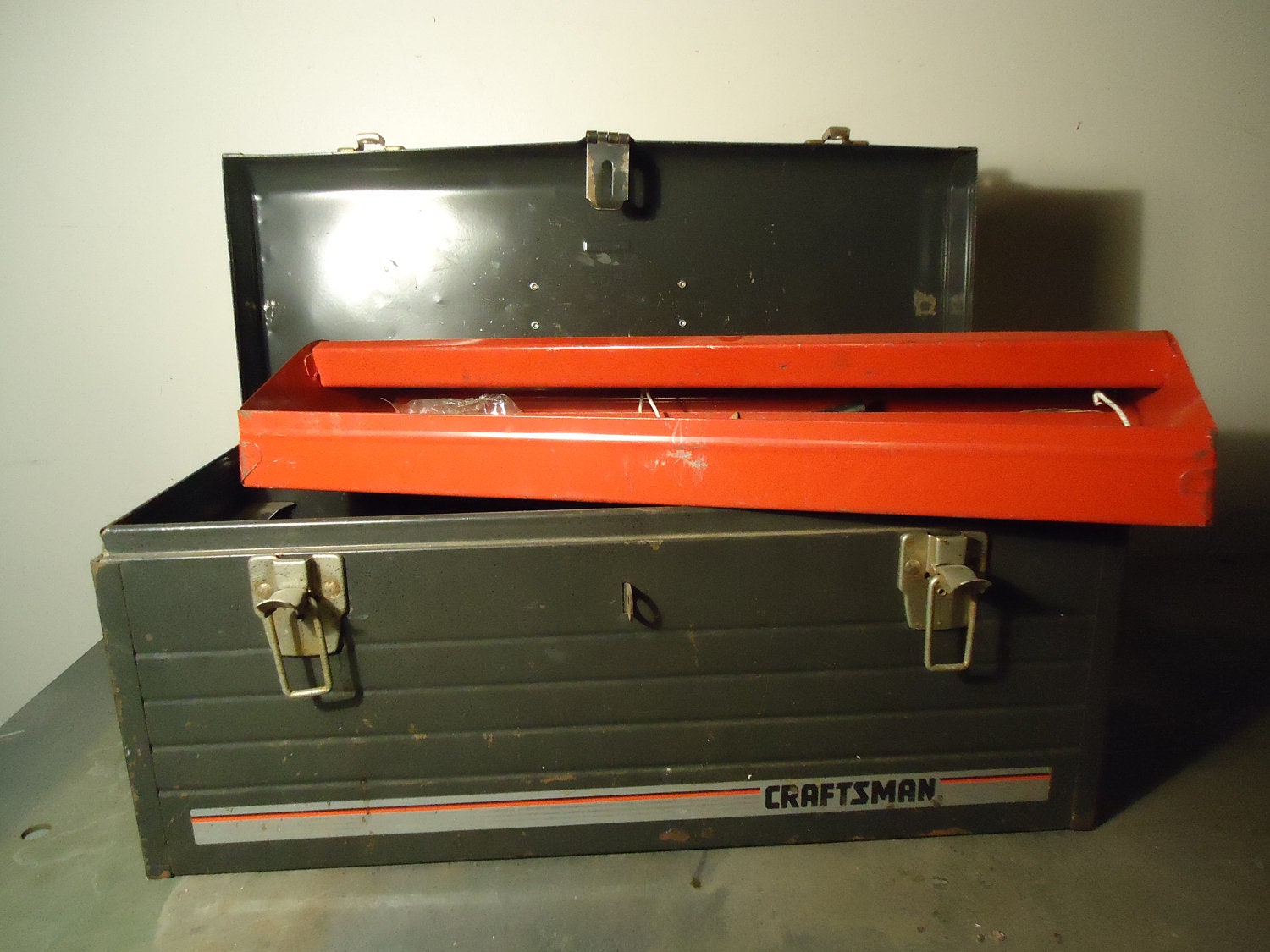 Vintage Craftsman Tool Box with Red Tray. by PapillonRestorations